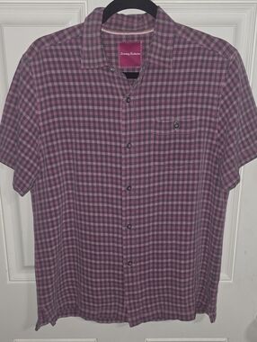 Tommy Bahama Men's Striped 100% Silk Collared  Button-Up Shirt Size Medium